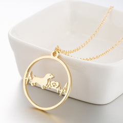 style: C gold - Round Animal Heartbeat Necklace