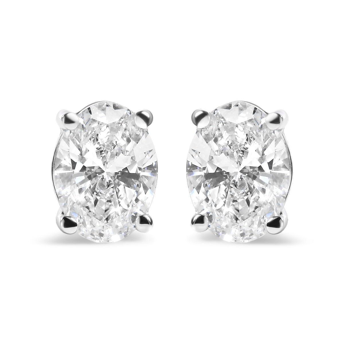 14K White Gold 3/4 Cttw Oval Shape Lab Grown Diamond Solitaire Stud Earrings (F-G Color, VS1-VS2 Clarity)