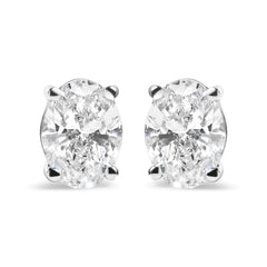 14K White Gold 3/4 Cttw Oval Shape Lab Grown Diamond Solitaire Stud Earrings (F-G Color, VS1-VS2 Clarity)