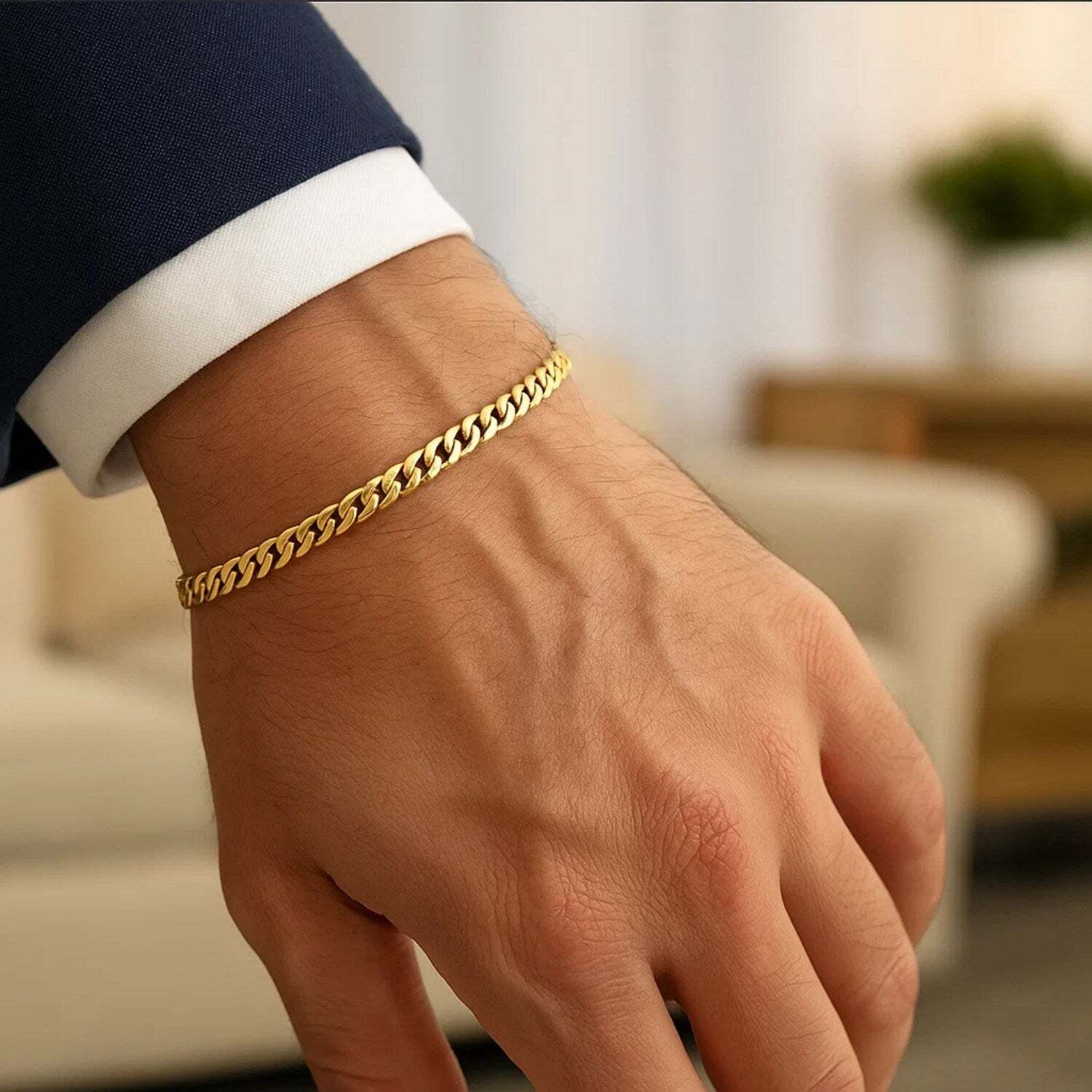 10k Yellow Gold Miami Cuban Semi Solid Bracelet (4.50 mm)