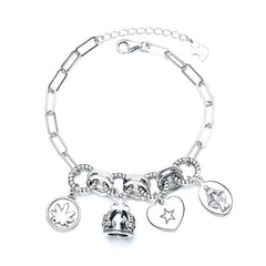 Sterling Silver Creative Heavy Industry Crown Multi-Style Bracelet