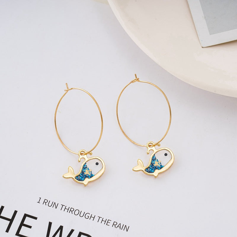 New Personality Little Whale Pendant Earrings Women