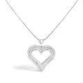 .925 Sterling Silver 1.00 Cttw Diamond Heart 18" Pendant Necklace (I-J Color, I2-I3 Clarity)