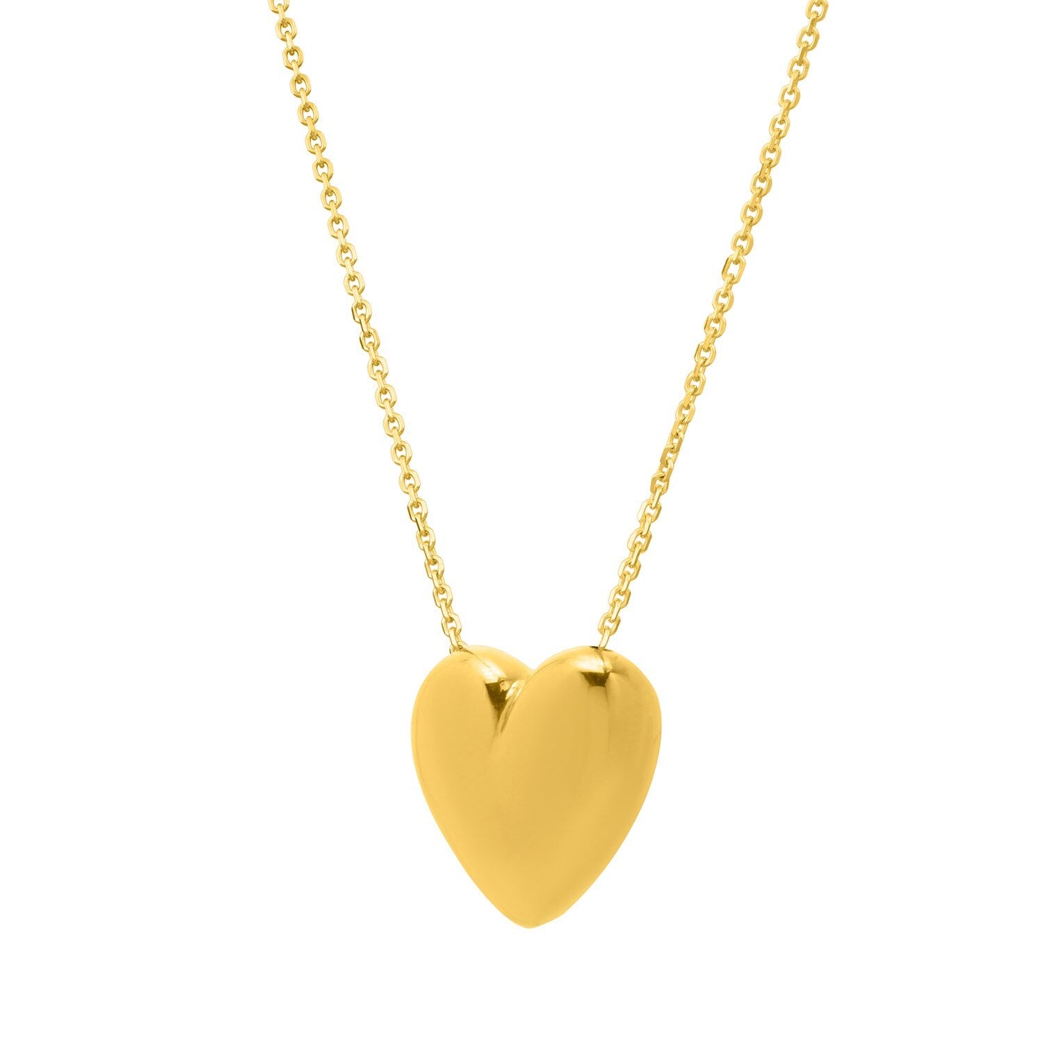 قلادة قلب كبيرة منتفخة من الذهب الأصفر عيار 14 قيراطًا