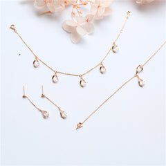 Color: Pink, Style: Two cherry blossoms - Pink Crystal Cherry Necklace Bracelet