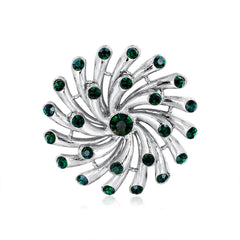 Fashion Emerald And Diamond Flower Brooch