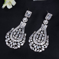أقراط أذن طويلة عصرية متدلية من الزركون أقراط بإبرة فضية 925