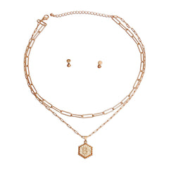 B Hexagon Initial Charm Necklace