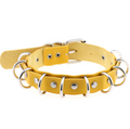 Color: Pink - Punk style exaggerated double leather necklace metal multi-ring collar