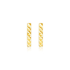14k Yellow Gold Textured Bar Earrings