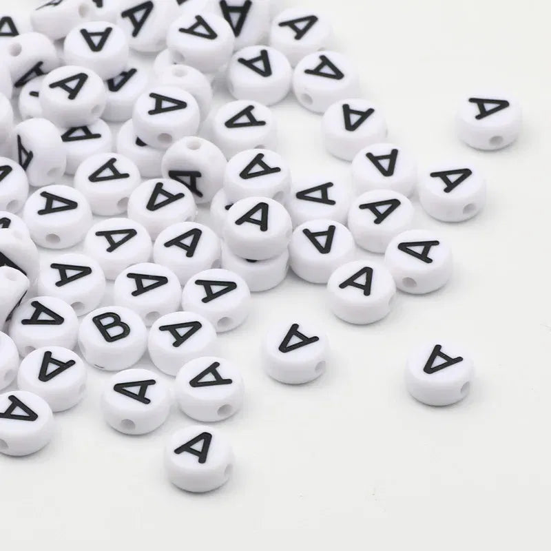 Color: Beige, Item Diameter: Other - 50/100pcs/lot 7x4mm White Round A-Z Alphabet Letter Acrylic Loose Spacer Beads for Jewelry Making Diy Bracelet Accessories