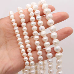 Color: Light Pink, Item Diameter: 17mm - Natural Freshwater Real Pearl Beads White Fine pearls Punch Loose Beads for DIY Women Elegant Bracelet Necklace Jewelry Making
