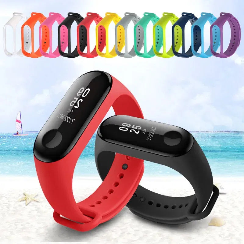 Band Color: GREEN BLUE, Size: L - Watch Strap for Xiaomi Mi Band 7 6 5 3 4 Wristband Silicone Bracelet Wrist Straps MiBand 3/4 Band5 Band6 Smartwatch Accessories