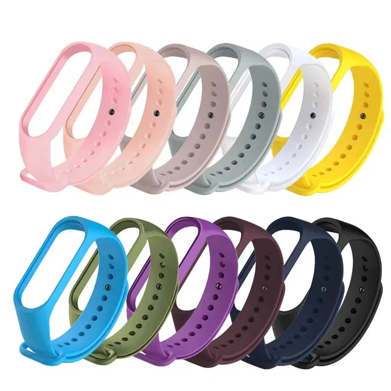 Band Color: Coal Black, Size: L - Watch Strap for Xiaomi Mi Band 7 6 5 3 4 Wristband Silicone Bracelet Wrist Straps MiBand 3/4 Band5 Band6 Smartwatch Accessories