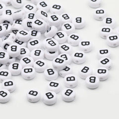 Color: Beige, Item Diameter: Other - 50/100pcs/lot 7x4mm White Round A-Z Alphabet Letter Acrylic Loose Spacer Beads for Jewelry Making Diy Bracelet Accessories