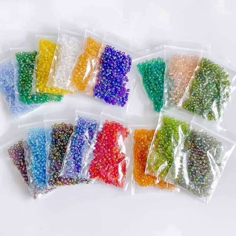 Color: Champagne, Item Diameter: 4mm - 2mm 3mm 4mm Glass Seed Loose Beads Small Charms DIY Craft Bracelet Beads for Jewelry Making Supplies Necklace Accessories