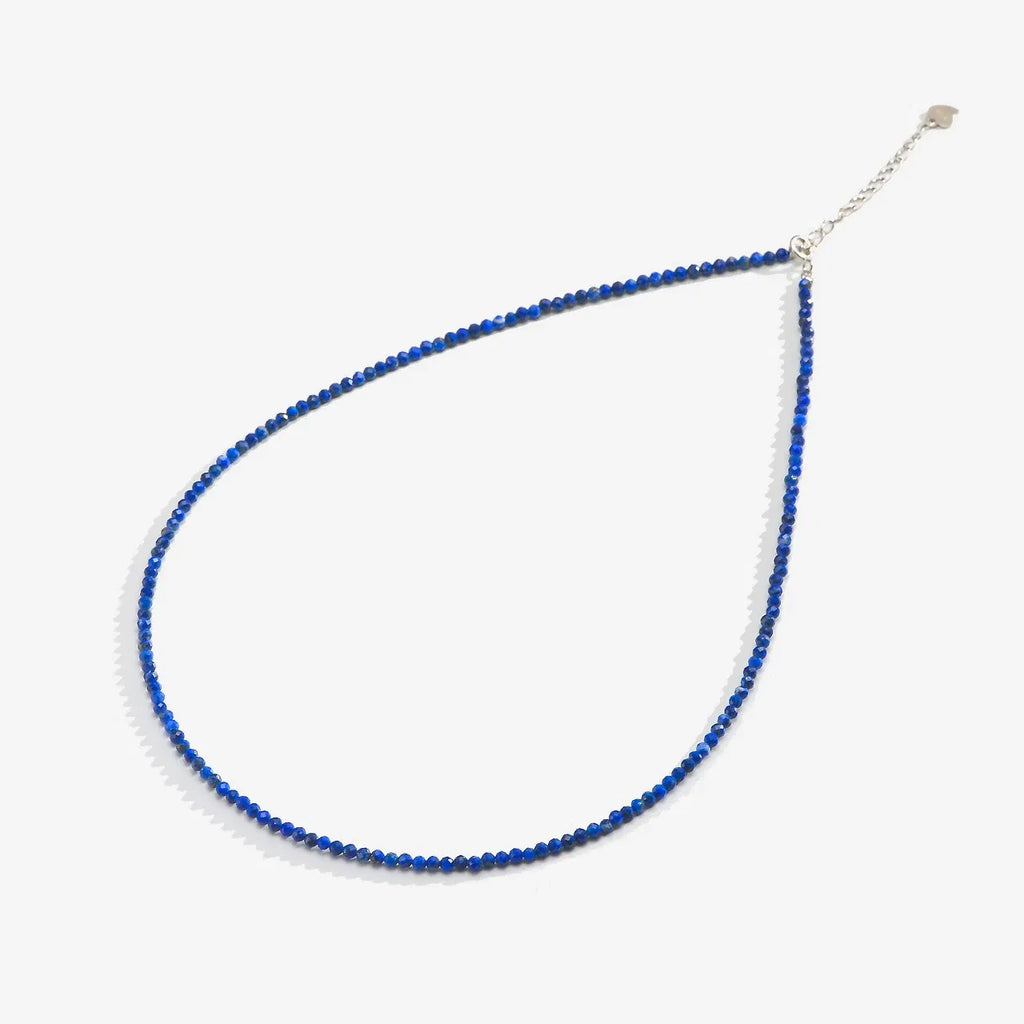 Gem Color: Clear, Length: 40cm - Natural Stone Necklace Spinel/Lapis Lazul/Amazonite/Amethy/Tourmaline/Amethyst  Ketting 2MM Silver 925 Jewelry for Collier Femme