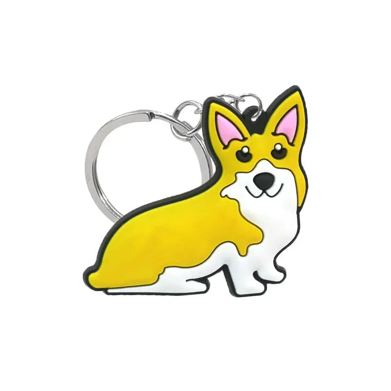 Color: Champagne - 1PCS Animal Keychains Cute Black Cat Dach Dog Funny Style Duck Keyring Keychain for Bag Car key Accessories Kids Favor Key Decor