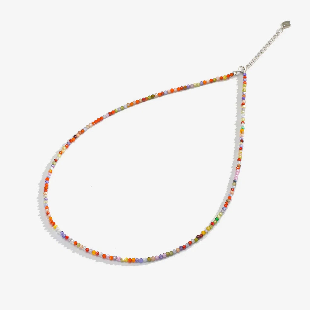 Gem Color: Black, Length: 40cm - Natural Stone Necklace Spinel/Lapis Lazul/Amazonite/Amethy/Tourmaline/Amethyst  Ketting 2MM Silver 925 Jewelry for Collier Femme