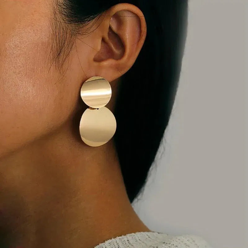 Metal Color: Antique Copper Plated - Gold Color Metal Drop Earrings Irregular Hollow Heart Pendants Earrings Twisted Geometric Personality Earrings for Women