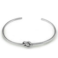 Love Single Knot Open Size 925 Sterling Silver Cuff Bracelet Bangle