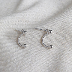 Geometry Simple Beads C Shape 925 Sterling Silver Dangling Earrings