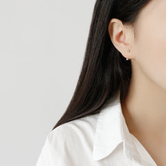 Geometry Simple Beads C Shape 925 Sterling Silver Dangling Earrings