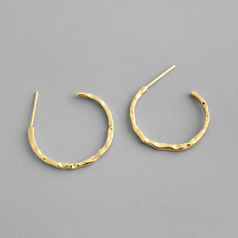 Simple Asymmetric Geometry 925 Sterling Silver Hoop Earrings