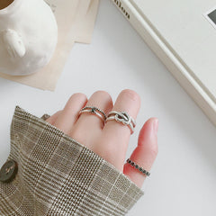 Retro Hollow Heart 925 Sterling Silver Adjustable Ring