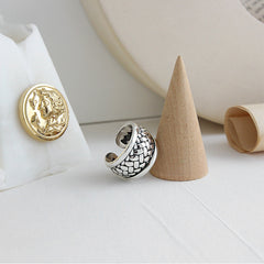 Vintage Twisted Wide 925 Sterling Silver Adjustable Ring