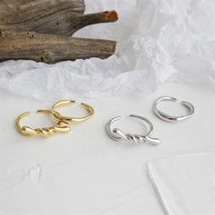 Simple Twisted Wave 925 Sterling Silver Adjustable Ring
