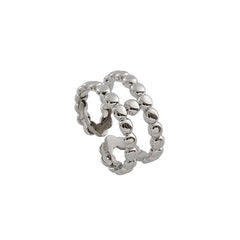 Fashion Beads Doule Layer H 925 Sterling Silver Adjustable Ring