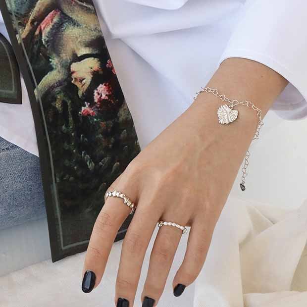 خاتم فضة إسترليني كلاسيكي قابل للتعديل بتصميم موجة غير منتظمة عيار 925