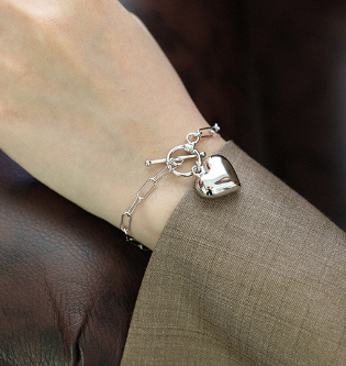 Girl Hollow Chain Heart 925 Sterling Silver Bracelet