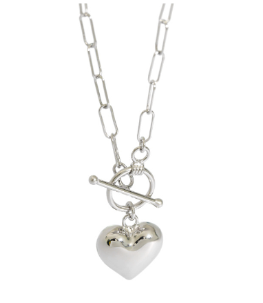 Women Simple Love Heart OT 925 Sterling Silver Necklace