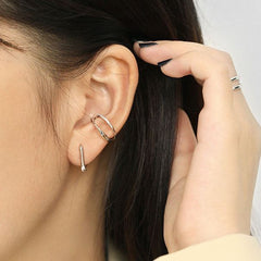 Geometry Hollow Rectangle U Shape 925 Sterling Silver Hoop Earrings