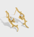 Women CZ Rose Flower Gift 925 Sterling Silver Stud Earrings