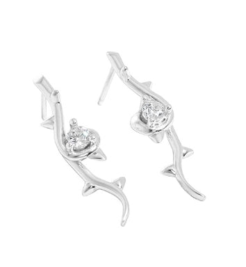 Women CZ Rose Flower Gift 925 Sterling Silver Stud Earrings