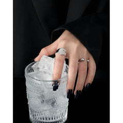 Holiday Irregular Wide New 925 Sterling Silver Adjustable Ring