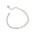 Asymmetry Natural Pearls Curb Chain 925 Sterling Silver Bracelet