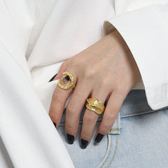Classic Double Layer Irregular 925 Sterling Silver Adjustable Ring