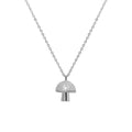 Cute Green Epoxy Mushroom 925 Sterling Silver Necklace