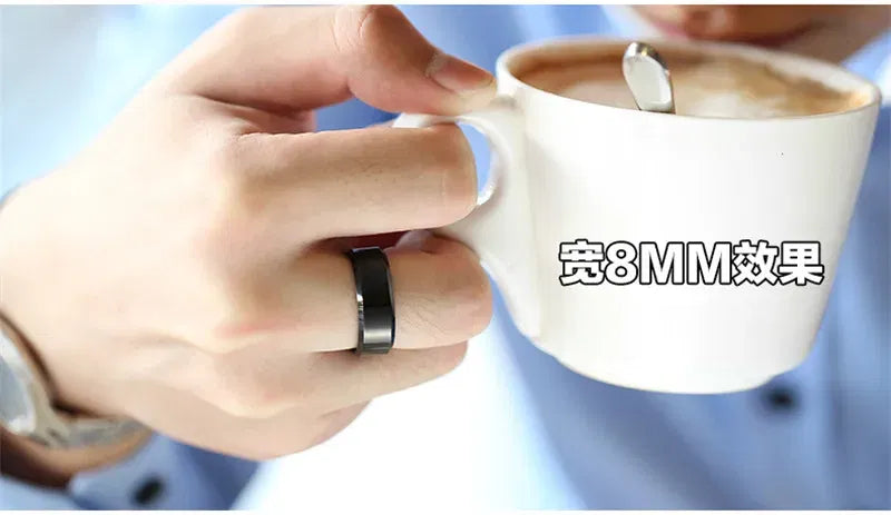 Main Stone Color: Gold, Ring Size: 10 - JUCHAO Classic Ring Men Titanium Black Men Jewelry Wedding Bands Boyfriend Gift Dropshipping