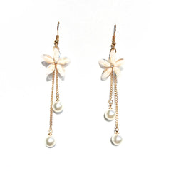 Metal Color: Light Yellow Color - Flower Earrings 2019 Punk Fashion New Earrings Lady Wild Chain Pearl Crystal Flower Earrings Gift Wholesale Ladies Earrings