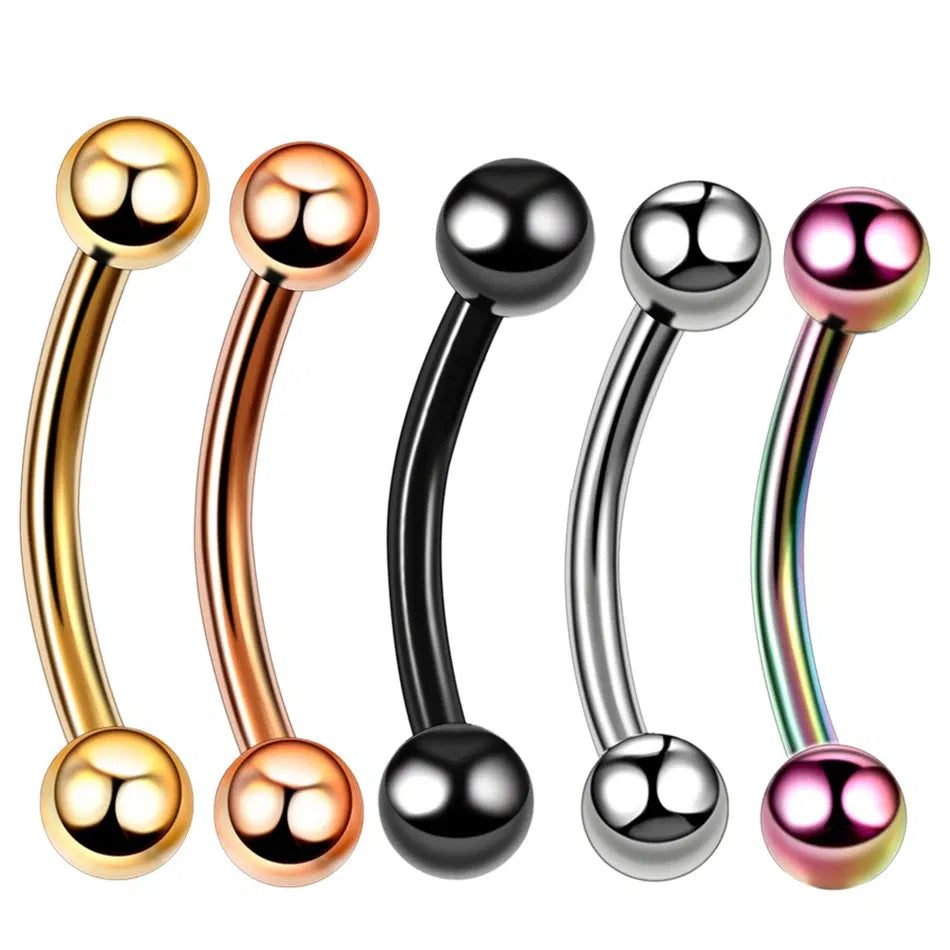 Metal color: Pure Gold Color, Main Stone Color: green - G23 Titanium Epoxy Curved Barbells Eyebrow Rings Piercing Curved Bar Banana Eyebrow Ear Cartilage Tragus Body Piercing Jewelry