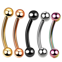 Metal color: Pure Gold Color, Main Stone Color: green - G23 Titanium Epoxy Curved Barbells Eyebrow Rings Piercing Curved Bar Banana Eyebrow Ear Cartilage Tragus Body Piercing Jewelry