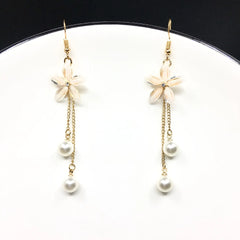 Metal Color: Light Yellow Color - Flower Earrings 2019 Punk Fashion New Earrings Lady Wild Chain Pearl Crystal Flower Earrings Gift Wholesale Ladies Earrings