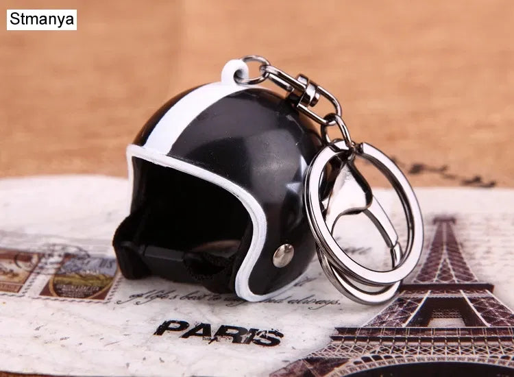 Color: Champagne - New Motorcycle Helmets Key chain Women men Cute Safety Helmet Car Keychain Bags Hot Key Ring gift Jewelry wholesale 17022