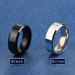 Main Stone Color: WHITE, Ring Size: 5 - Auxauxme 8mm Black Titanium Stainless Men Ring Simple Wedding Bands Rings Gift For Male Jewelry Size 5-13 Drop shipping