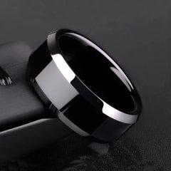Main Stone Color: WHITE, Ring Size: 5 - Auxauxme 8mm Black Titanium Stainless Men Ring Simple Wedding Bands Rings Gift For Male Jewelry Size 5-13 Drop shipping